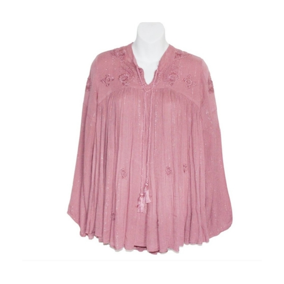 Rachel Zoe Tops - Rachael Zoe Embroidered Boho Swing Babydoll Top XL